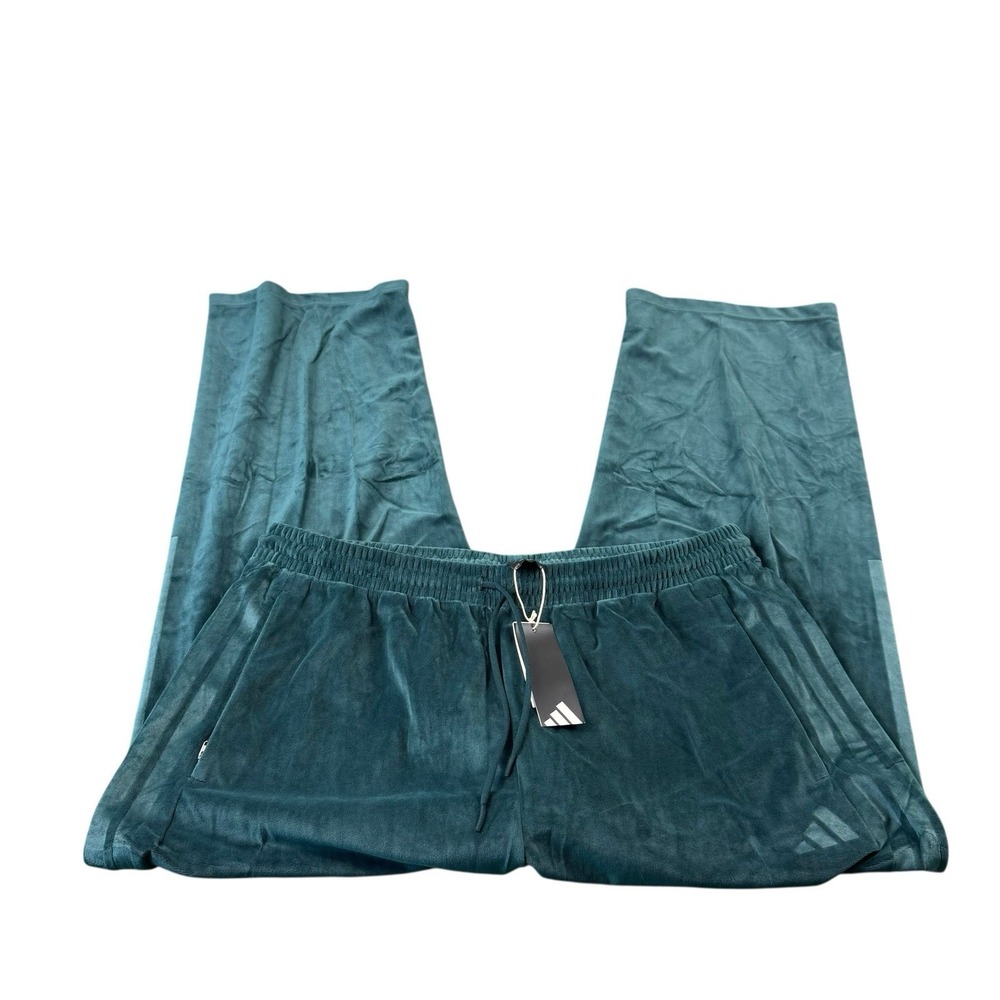 Adidas Original Deep Green Velour Men's Trackpant 3 Stripe Size 2XL XXL NWT